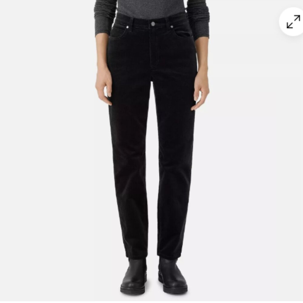 Eileen Fisher | Corduroy Classic Straight Organic Cotton Tencel Black Pant Sz 32